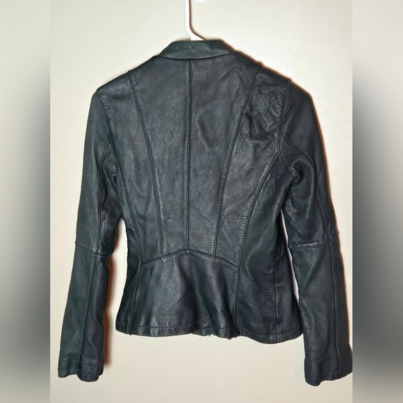 Women's Michael Kors Leather Moto Biker Chic Emo Chic Full Zip Jacket, Small - Picture 2 of 5